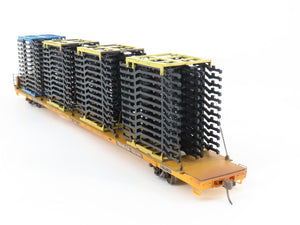 HO Scale FTTX Trailer Train 89' Flatcar #976309 w/Custom Auto Frame Load