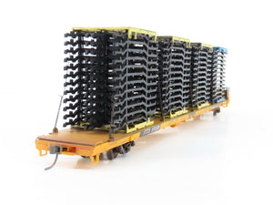 HO Scale FTTX Trailer Train 89' Flatcar #976309 w/Custom Auto Frame Load
