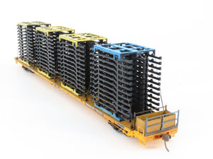 HO Scale FTTX Trailer Train 89' Flatcar #976309 w/Custom Auto Frame Load
