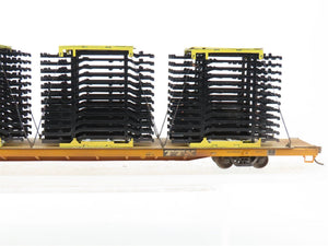 HO Scale FTTX Trailer Train 89' Flatcar #976305 w/Custom Auto Frame Load