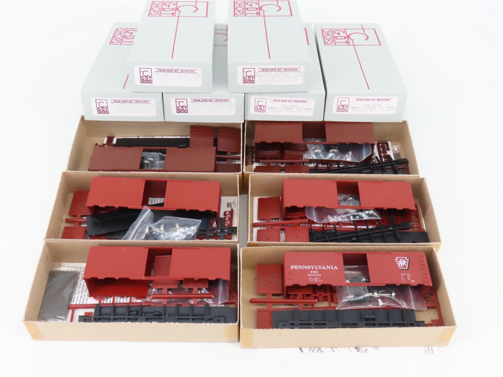 LOT of 6 HO Scale C&BT Undecorated & PRR Pennsylvania 40' Boxcar Kits