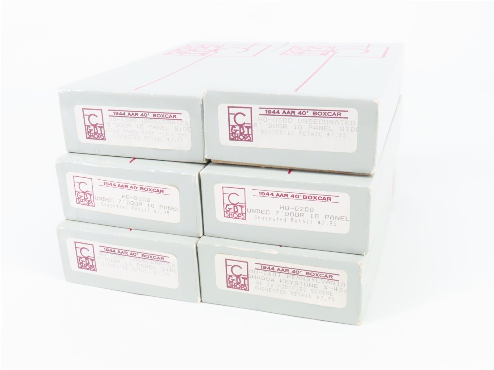 LOT of 6 HO Scale C&BT Undecorated & PRR Pennsylvania 40' Boxcar Kits