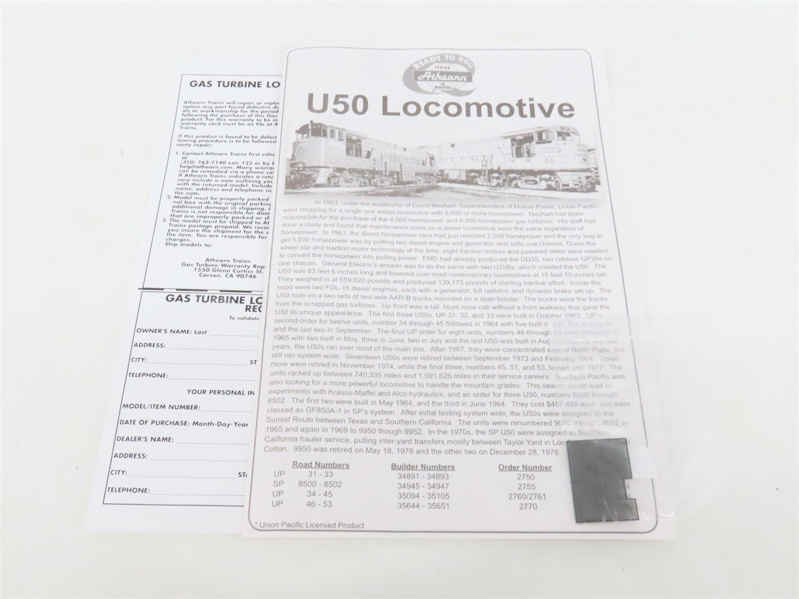 HO Scale Athearn 88678 SP Southern Pacific U50 Diesel Locomotive #9950