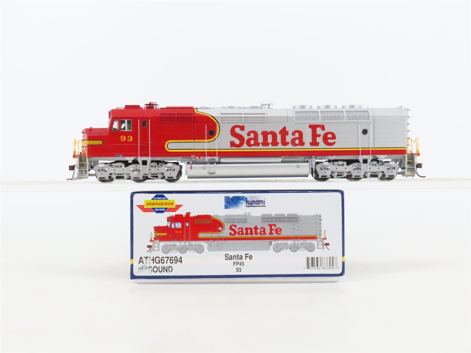 HO Scale Athearn Genesis ATHG67694 ATSF Santa Fe FP45 Diesel #93 wDCC & Sound