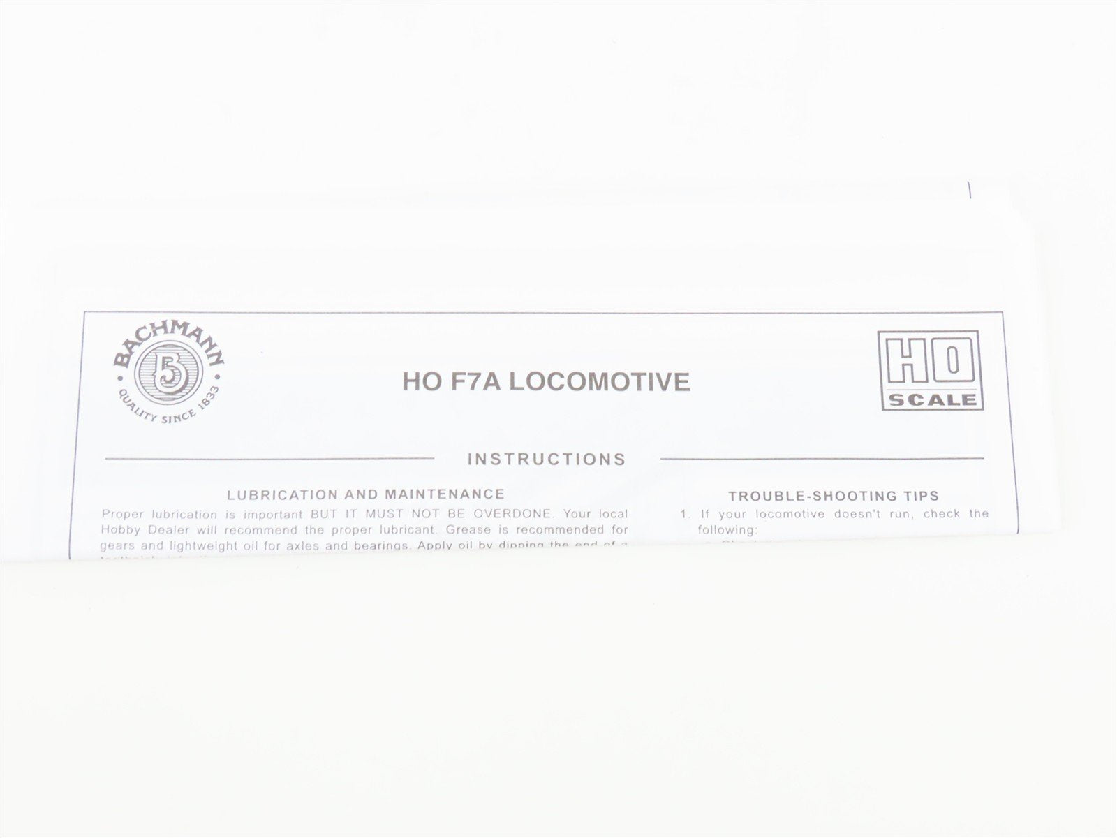 HO Scale Bachmann 63707 DRGW Rio Grande F7A Diesel Locomotive