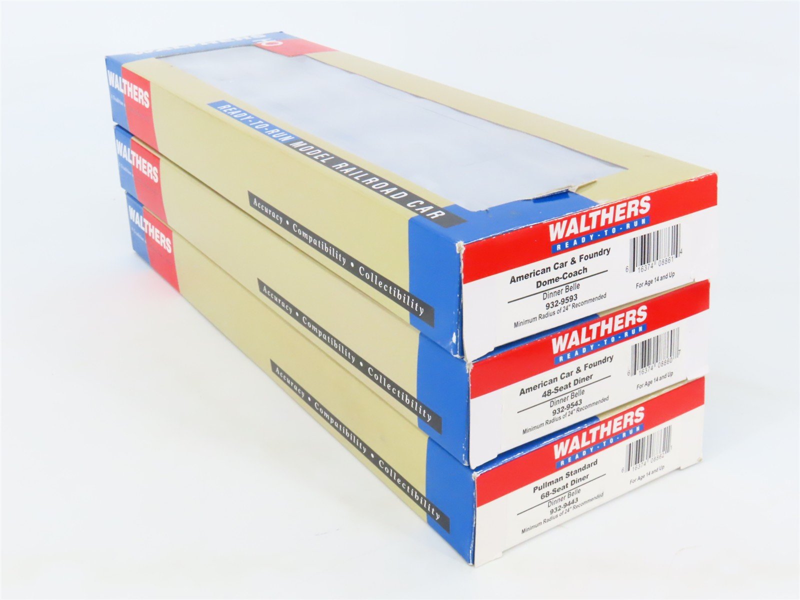 LOT of 3 HO Scale Walthers The Dinner Belle Dome-Coach & Diners Passenger Cars