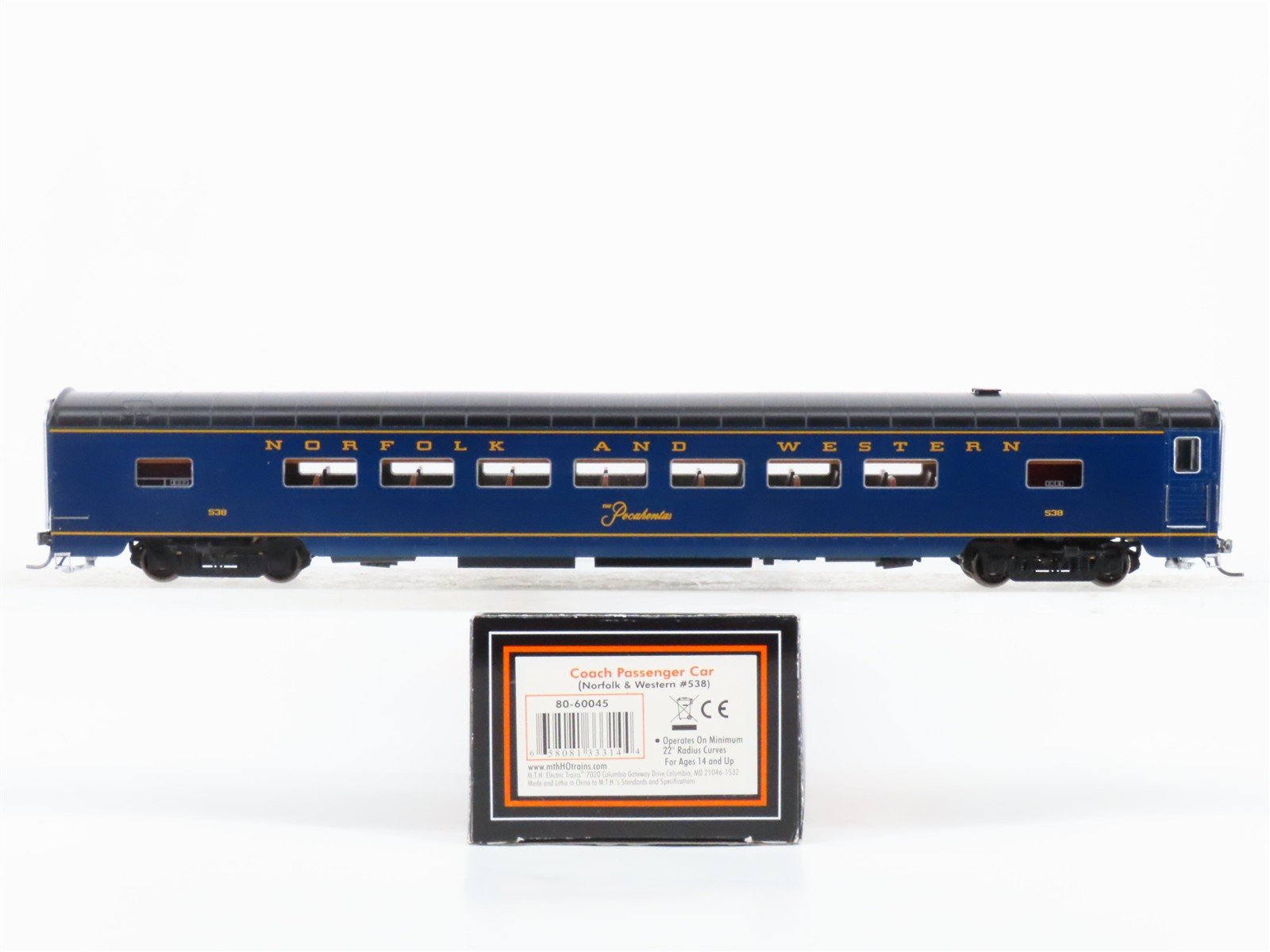 HO Scale MTH 80-60045 N&W Norfolk & Western Pocahontas Coach Passenger Car #538
