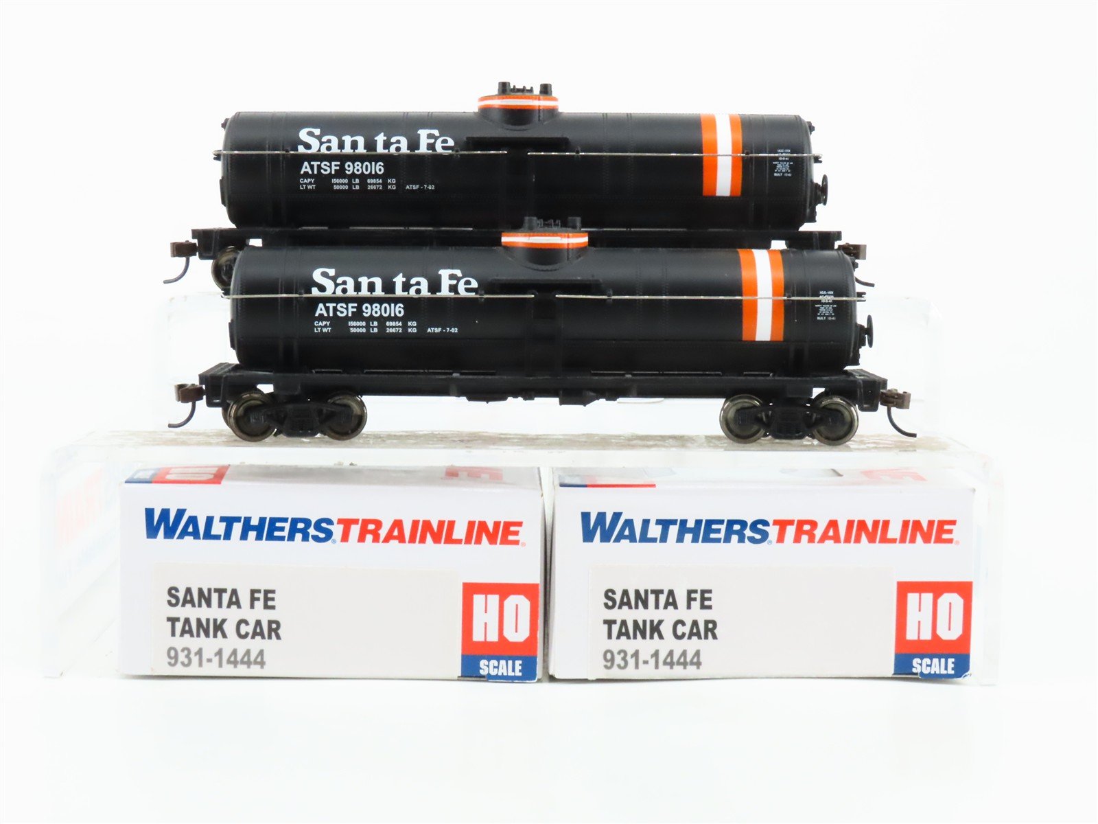 LOT of 2 HO Scale Walthers Trainline 931-1444 ATSF Santa Fe Tank Car #98016