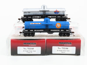 LOT of 2 HO Scale Mantua UOCX/AMOX Union 76 & Amoco Single Dome Tank Cars