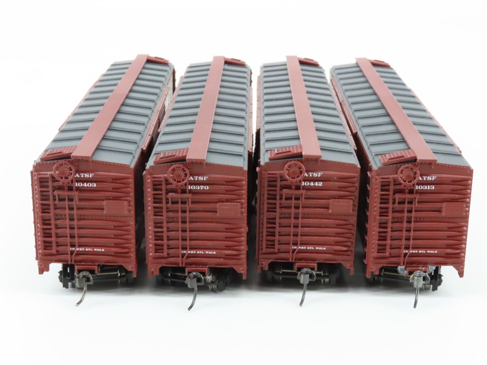 LOT of 4 HO Scale Athearn ATSF Santa Fe Railroad Double Door Box Cars
