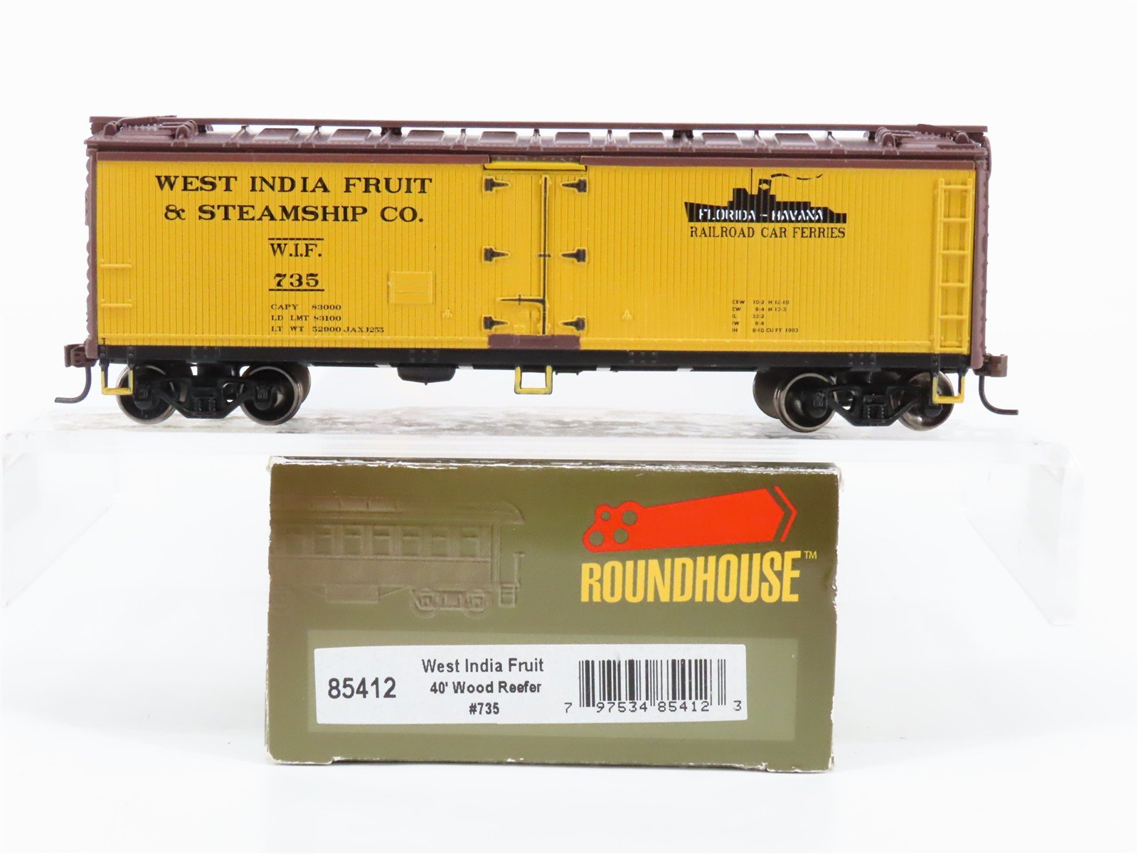 HO Scale Roundhouse 85412 WIF West India Fruit 40' Wood Reefer #735