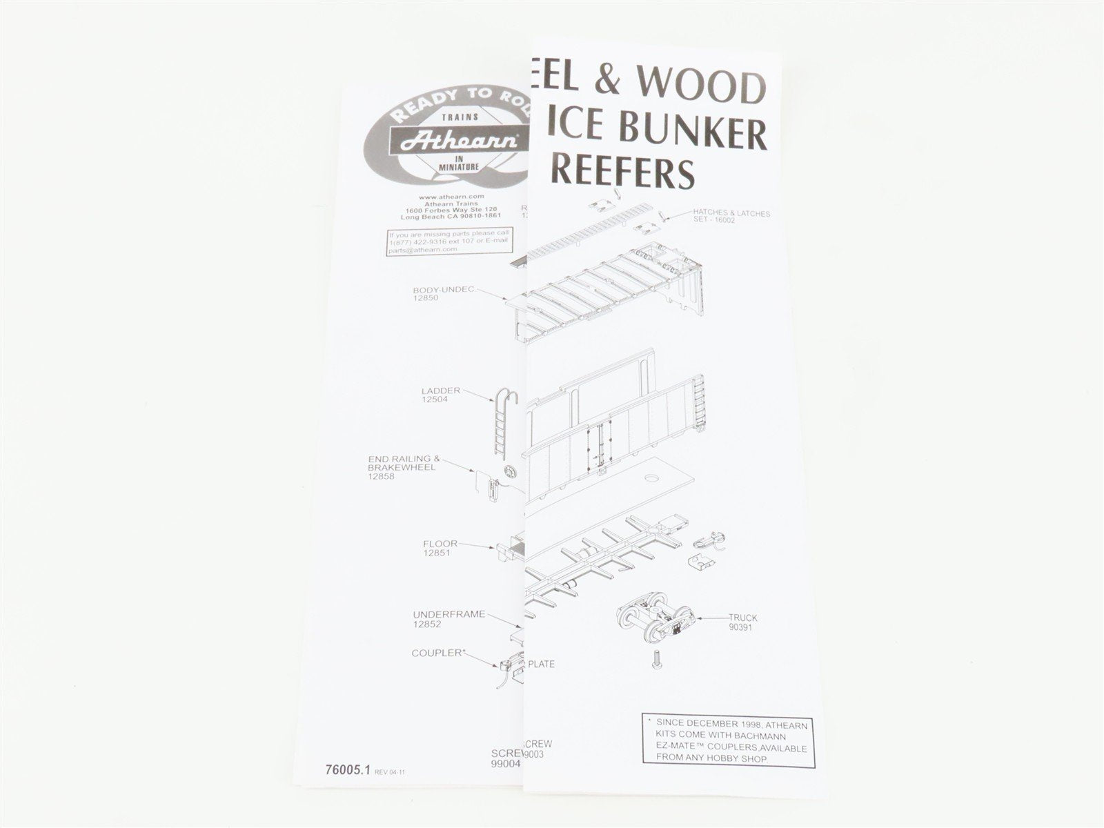 HO Scale Athearn 71327 URTX Bookey Packing Company 40' Steel Reefer #65069
