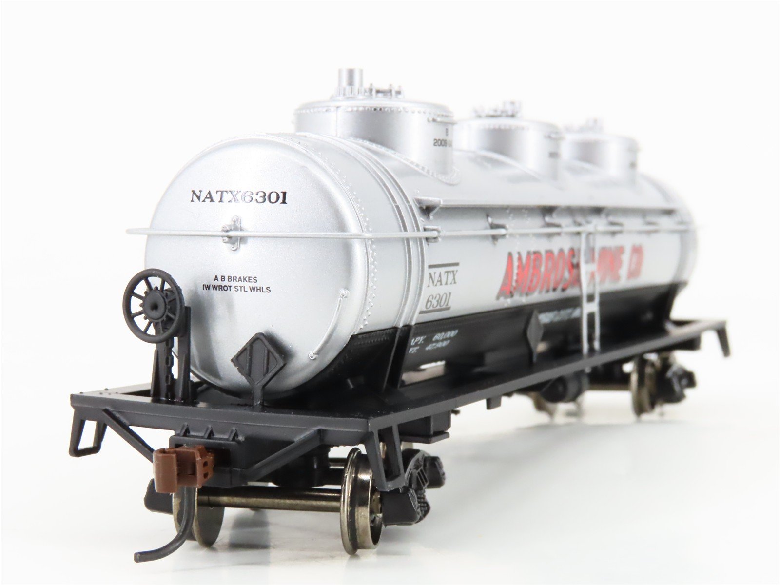 HO Scale Athearn 74454 NATX Ambrose Wine Triple Dome Tank Car #6301