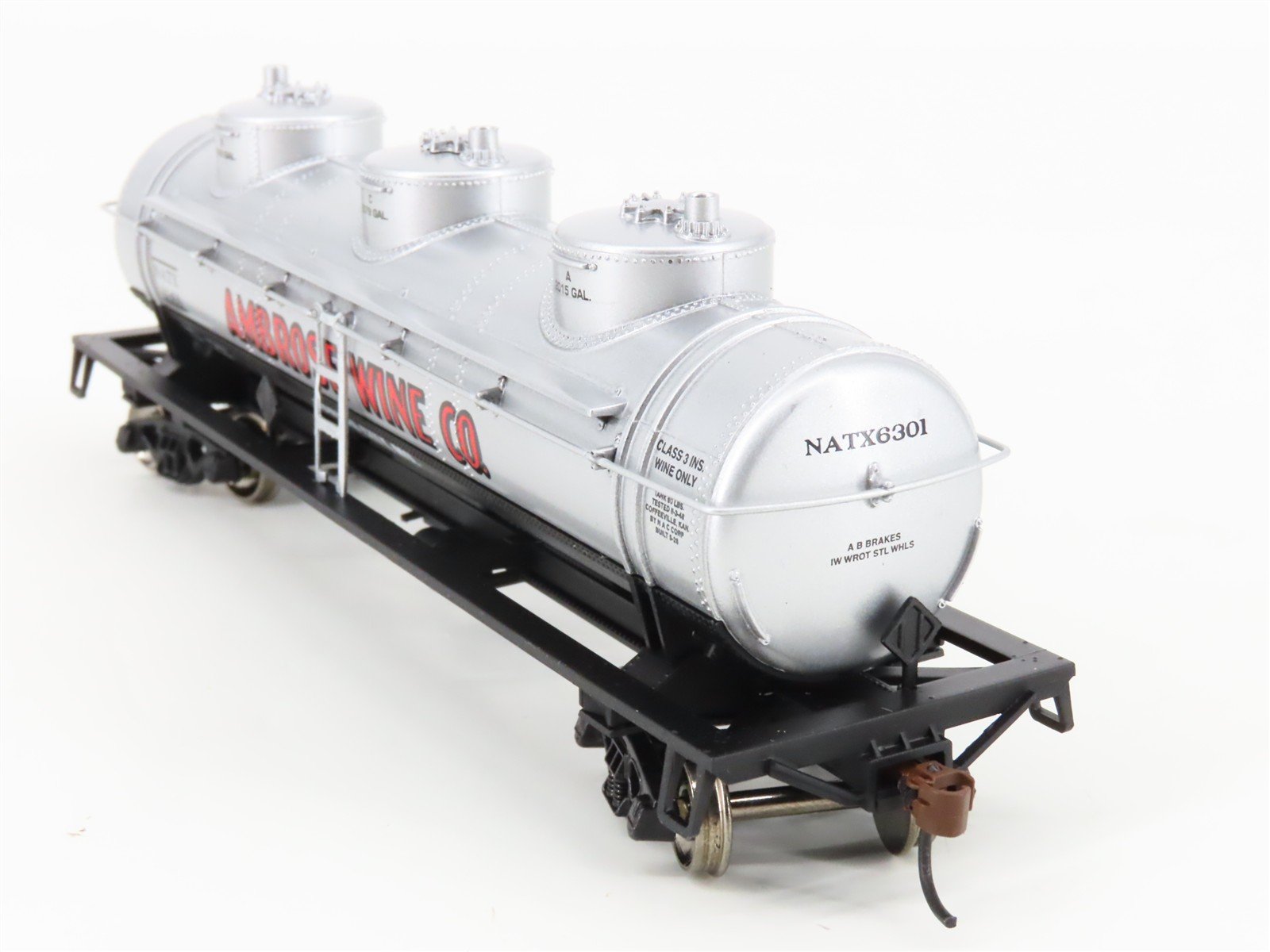 HO Scale Athearn 74454 NATX Ambrose Wine Triple Dome Tank Car #6301