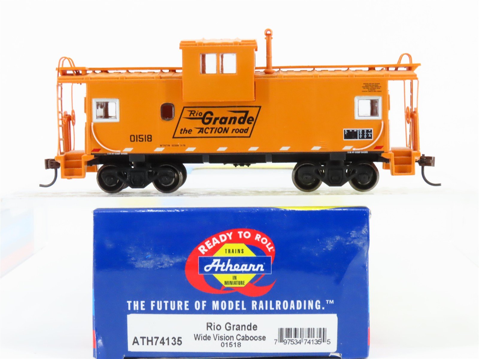HO Scale Athearn ATH74135 D&RGW Rio Grande Railroad Wide Vision Caboose #01518