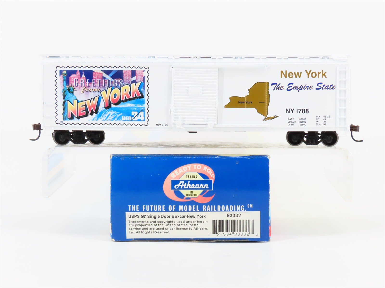 HO Scale Athearn 93332 USPS New York 50' Single Door Box Car #1788