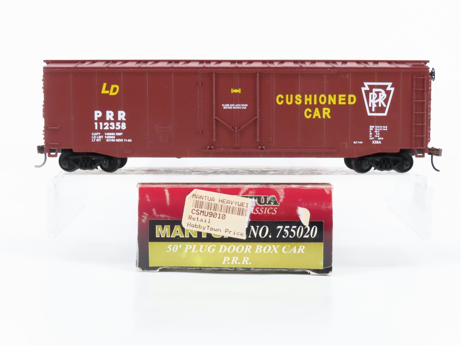 HO Scale Mantua 755020 PRR Pennsylvania Railroad 50' Plug Door Box Car #112358