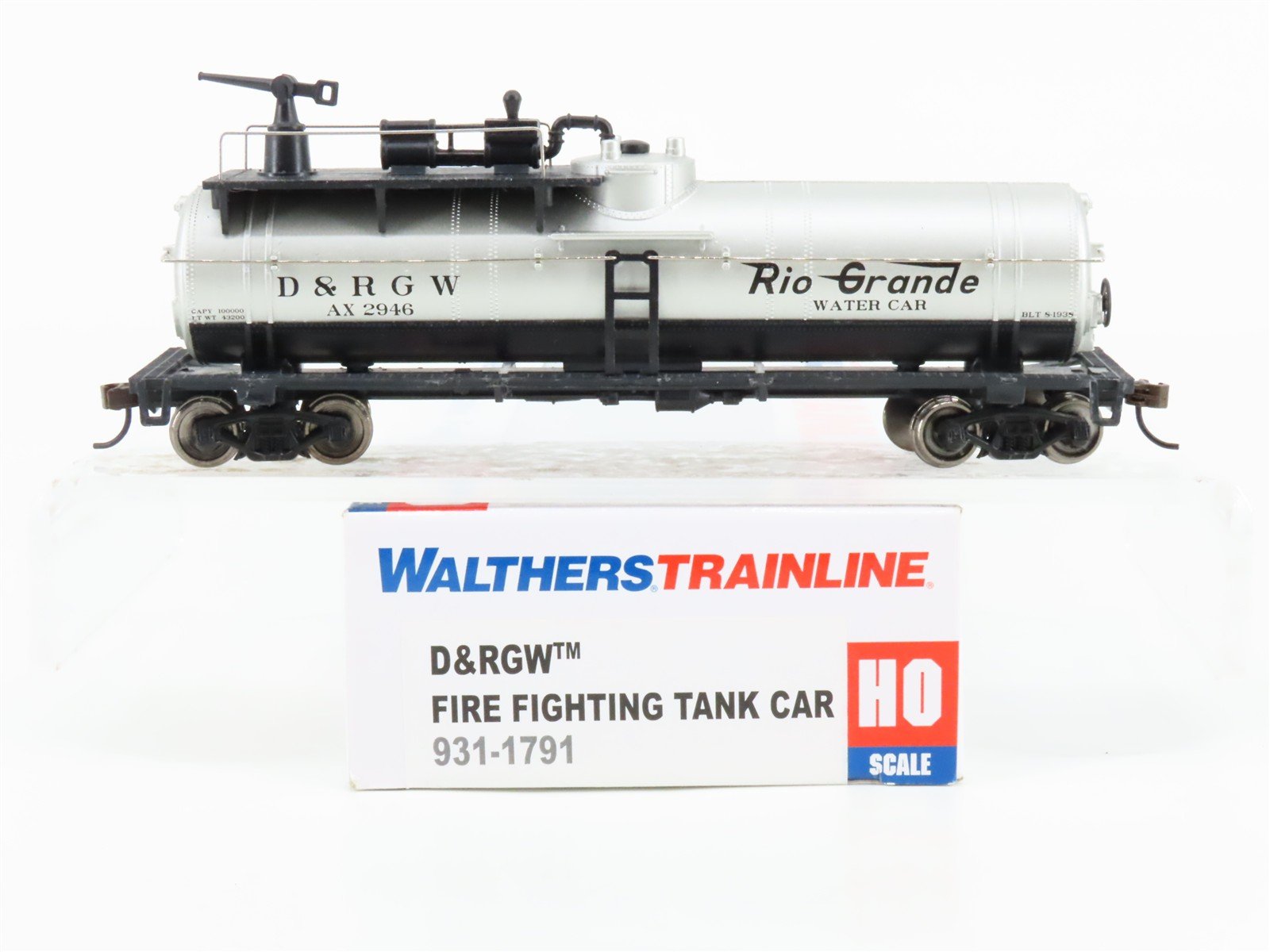 HO Walthers Trainline 931-1791 D&RGW Rio Grande Fire Fighting Tank Car #2946