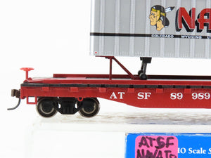 HO Bachmann Silver Series 16701 ATSF TOFC Flat Car #89989 w/ Navajo Trailer