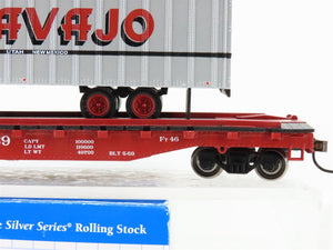 HO Bachmann Silver Series 16701 ATSF TOFC Flat Car #89989 w/ Navajo Trailer
