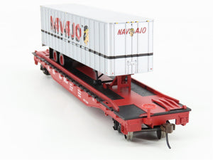HO Bachmann Silver Series 16701 ATSF TOFC Flat Car #89989 w/ Navajo Trailer