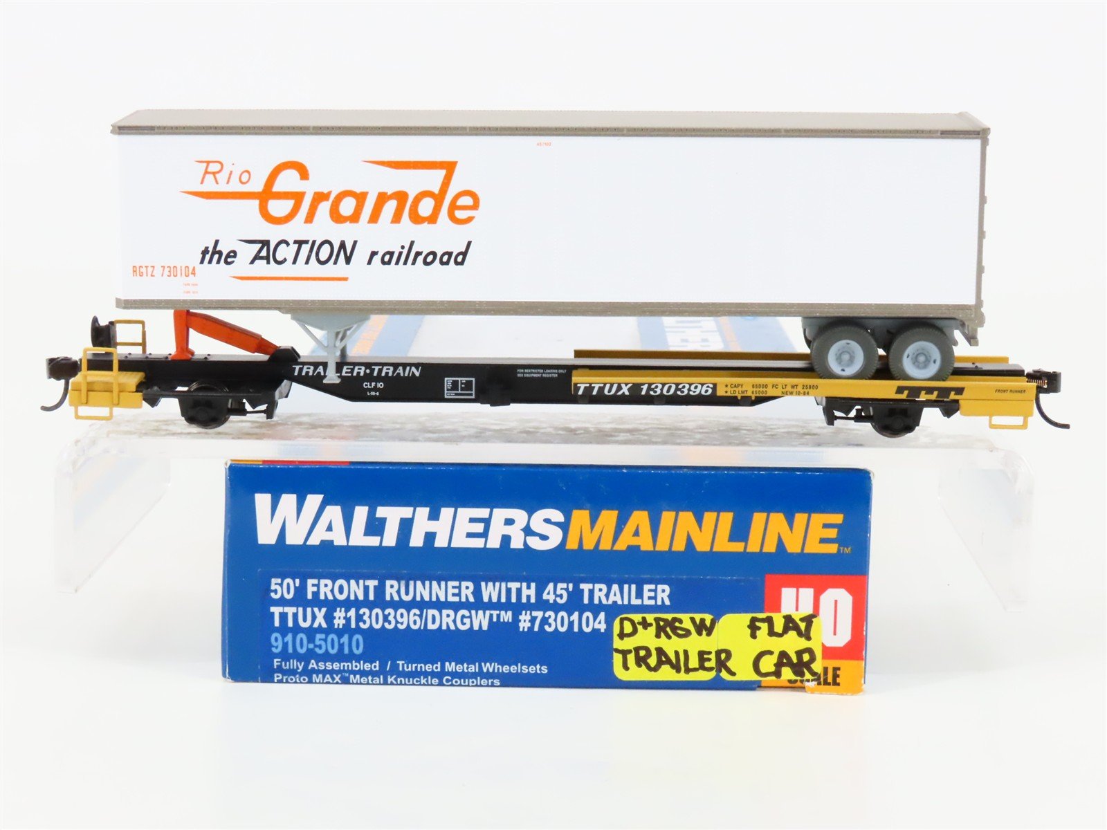 HO Walthers Mainline 910-5010 TTUX 50' Front Runner #130396 w/ D&RGW Trailer