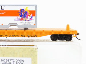 HO Scale Con-Cor 0001-009293 D&RGW Rio Grande Flat Car #23076 w/ U-Haul Trailer