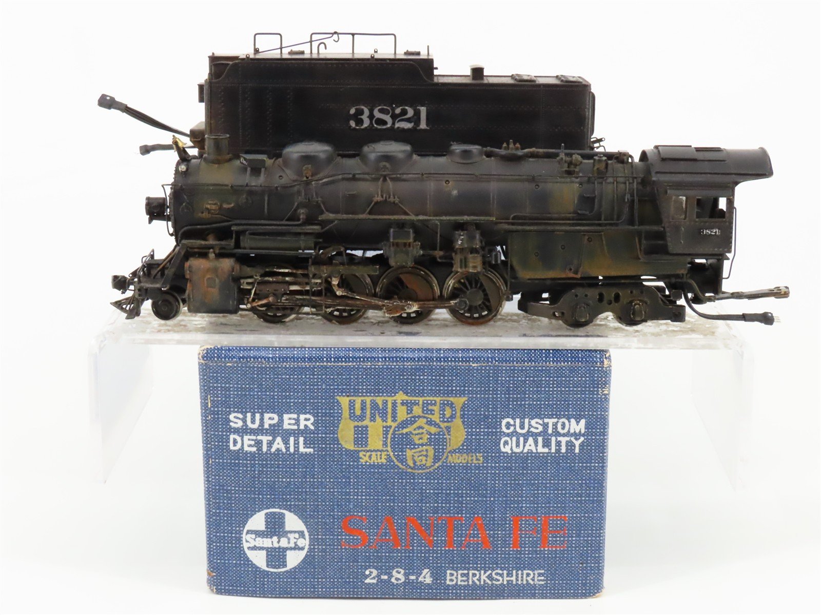 HO United BRASS 2-8-4 Berkshire Steam #3821 DCC ONLY w/Sound - Custom/Weathered