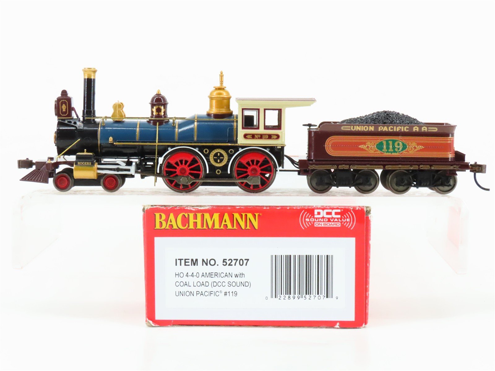 HO Scale Bachmann 52707 UP Union Pacific 4-4-0 American Steam #119 w/DCC & Sound