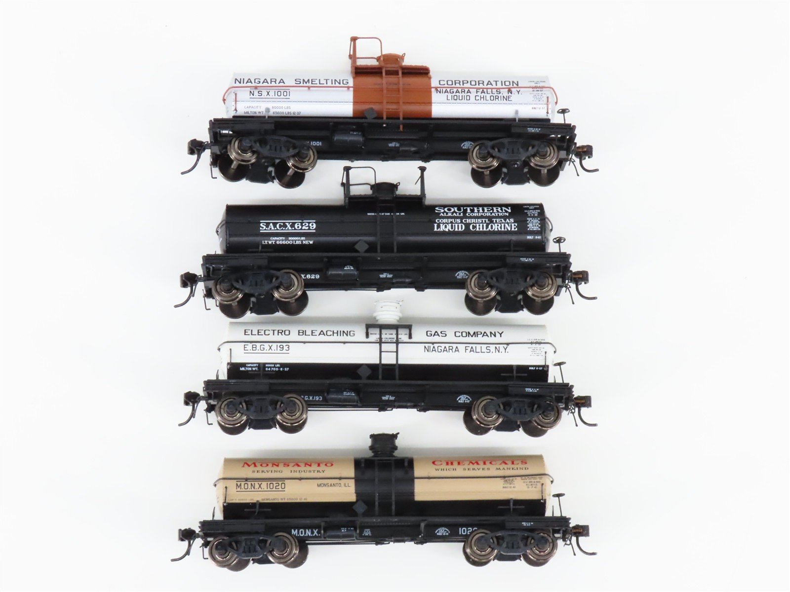 HO Broadway Limited BLI 6176 MONX, EBGX, SACX, & NSX Chlorine Tank Cars 4-Pack