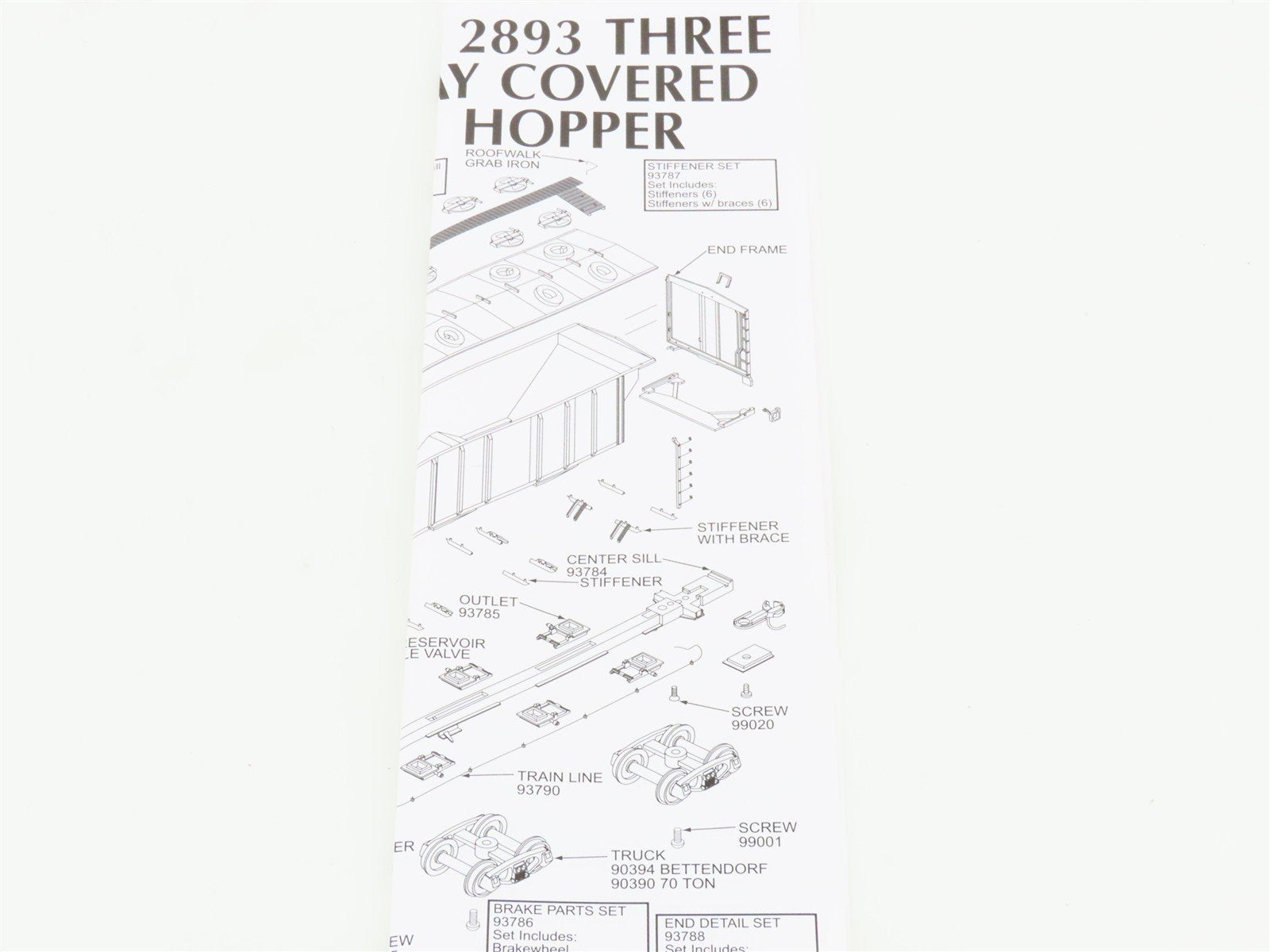 HO Scale Athearn 93753 WAB Wabash 3-Bay PS 2893 Covered Hopper #31178
