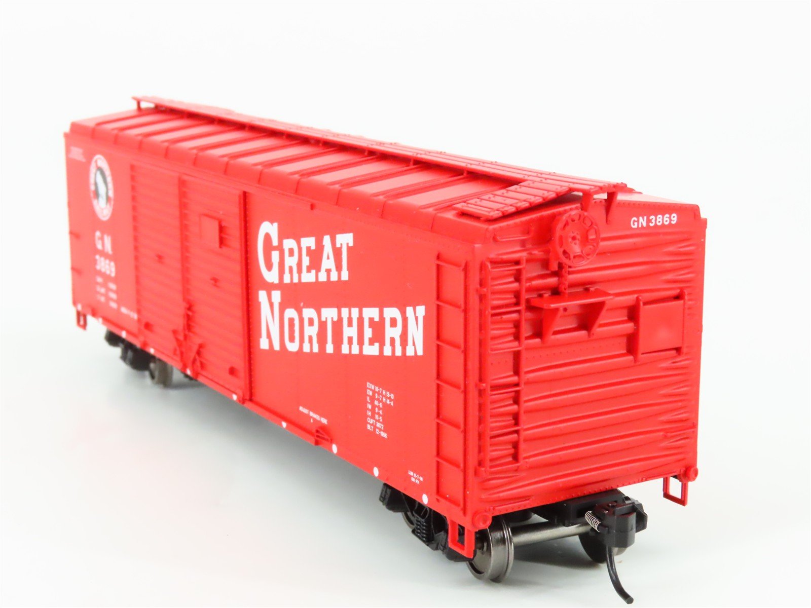 LOT of 2 HO Scale Bowser GN Great Northern Red 40' Box Cars - 1 Car Weathered