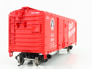 LOT of 2 HO Scale Bowser GN Great Northern Red 40' Box Cars - 1 Car Weathered