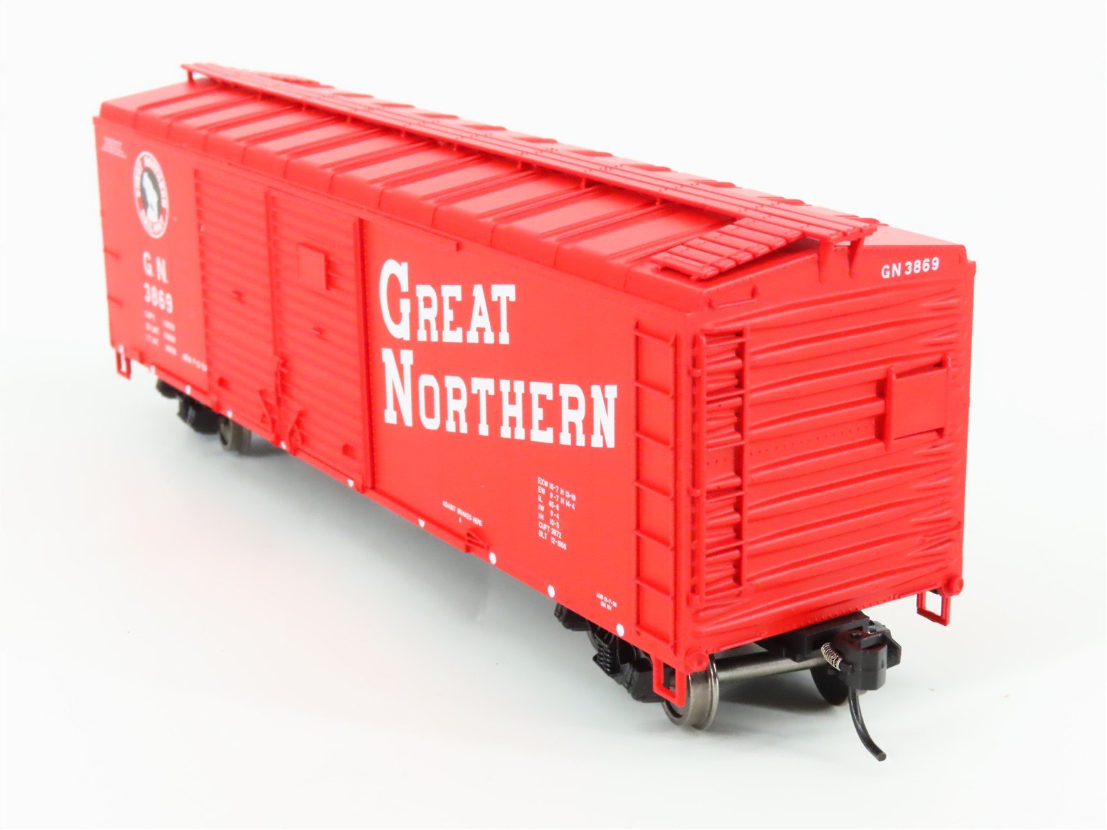 LOT of 2 HO Scale Bowser GN Great Northern Red 40' Box Cars - 1 Car Weathered