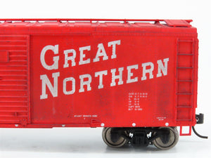 LOT of 2 HO Scale Bowser GN Great Northern Red 40' Box Cars - 1 Car Weathered