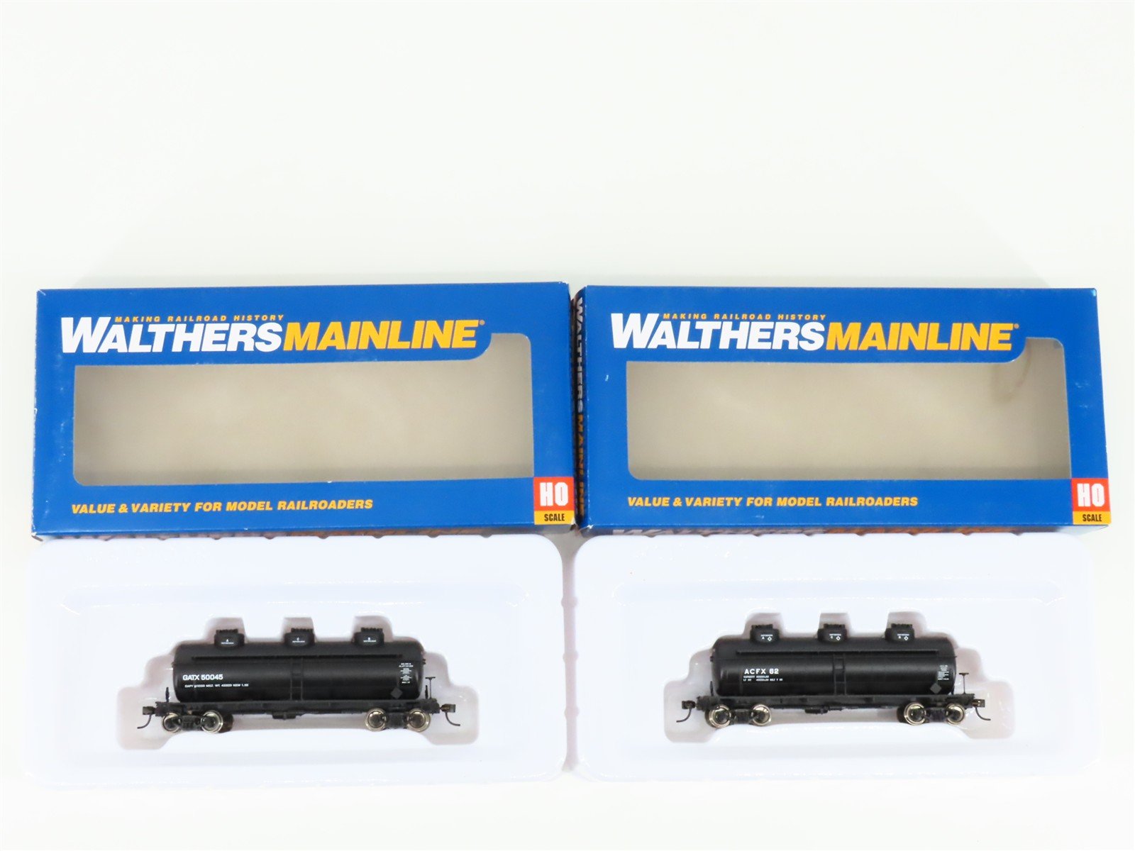 LOT of 2 HO Scale Walthers Mainline GATX & ACFX 36' 3-Dome Tank Cars