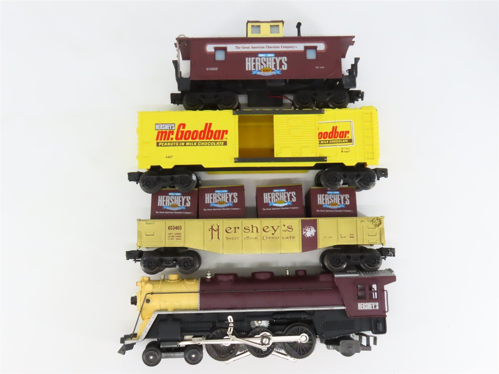O Gauge 3-Rail K-Line Hershey's 4-6-2 Steam Locomotive w/3 Freight Cars
