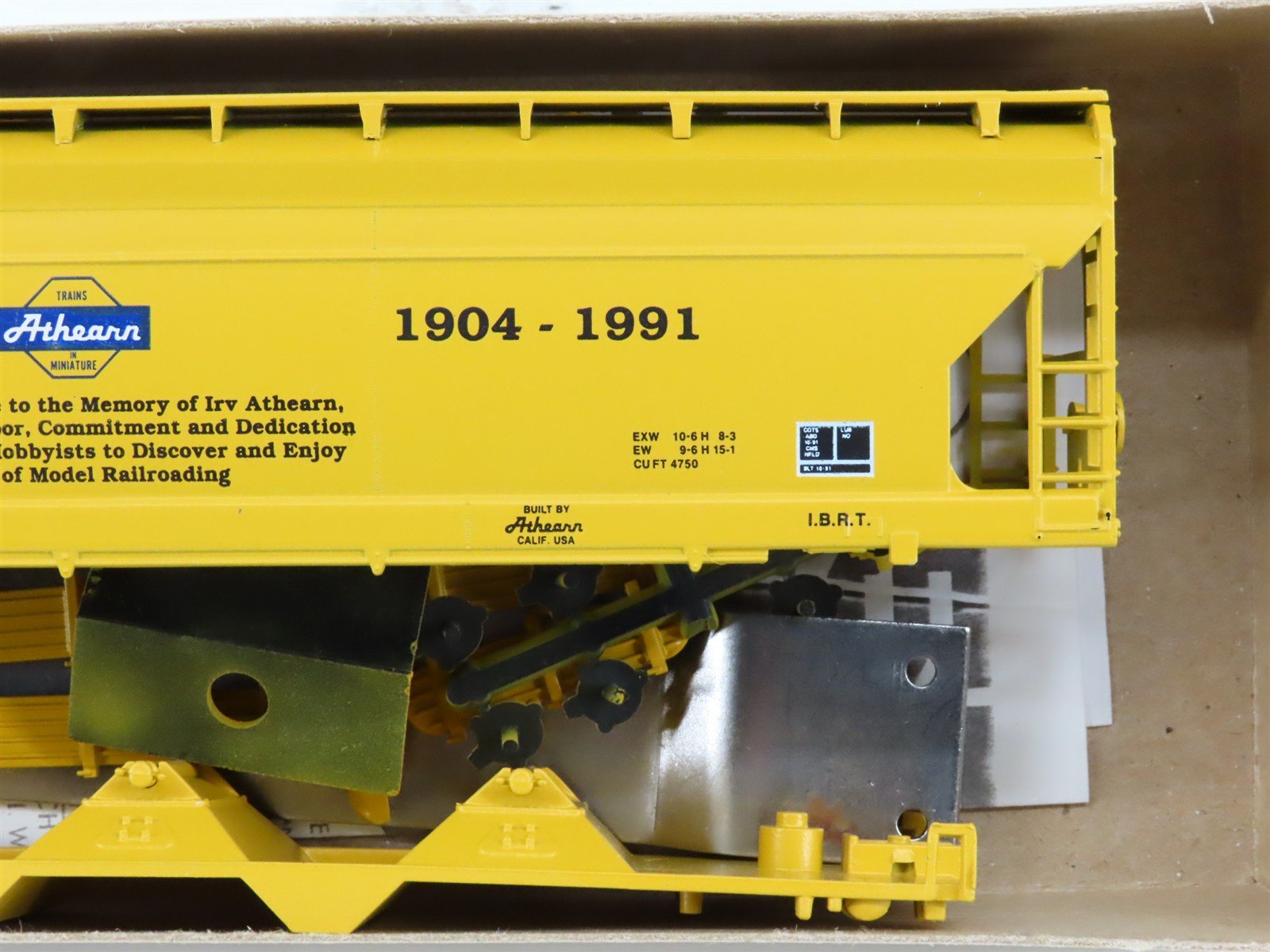 HO Athearn Bev-Bel/CM Shops Kit Irvin R. Athearn Memorial 1904-1991 Hopper #1