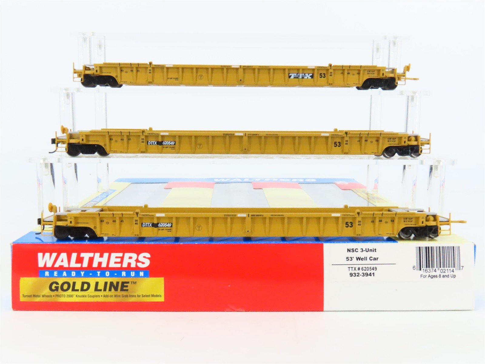 HO Scale Walthers Gold Line 932-3941 DTTX NSC 53' Well Car #620549 3-Unit Set