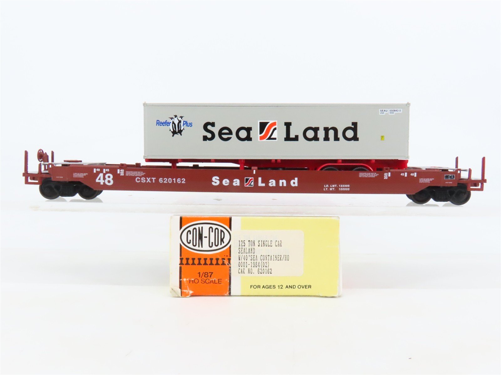 HO Scale Con-Cor 0001-1984(02) CSXT Sea Land Well Car #620162 w/ Trailer
