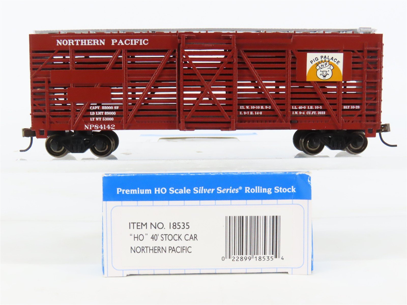 HO Scale Bachmann Silver Series 18535 NP Northern Pacific 40' Stock Car #84142