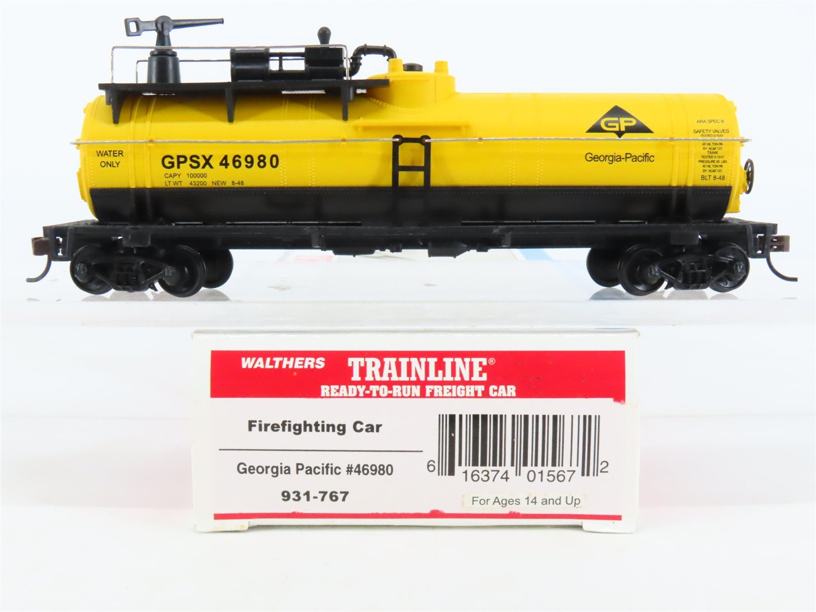 HO Walthers Trainline 931-767 GPSX Georgia Pacific Firefighting Tank Car #46980