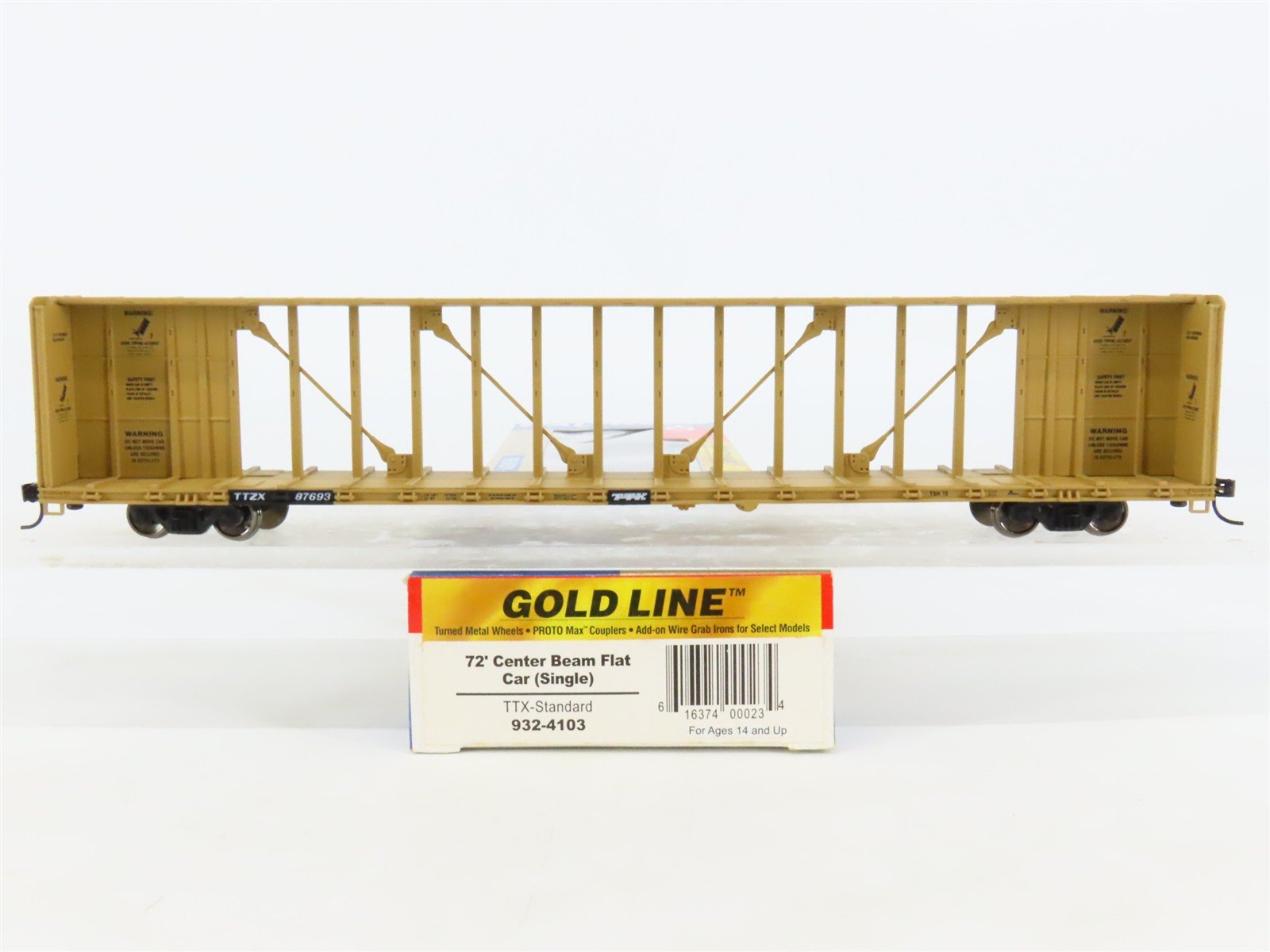 HO Scale Walthers Gold Line 932-4103 TTZX 72' Center Beam Flat Car #87693