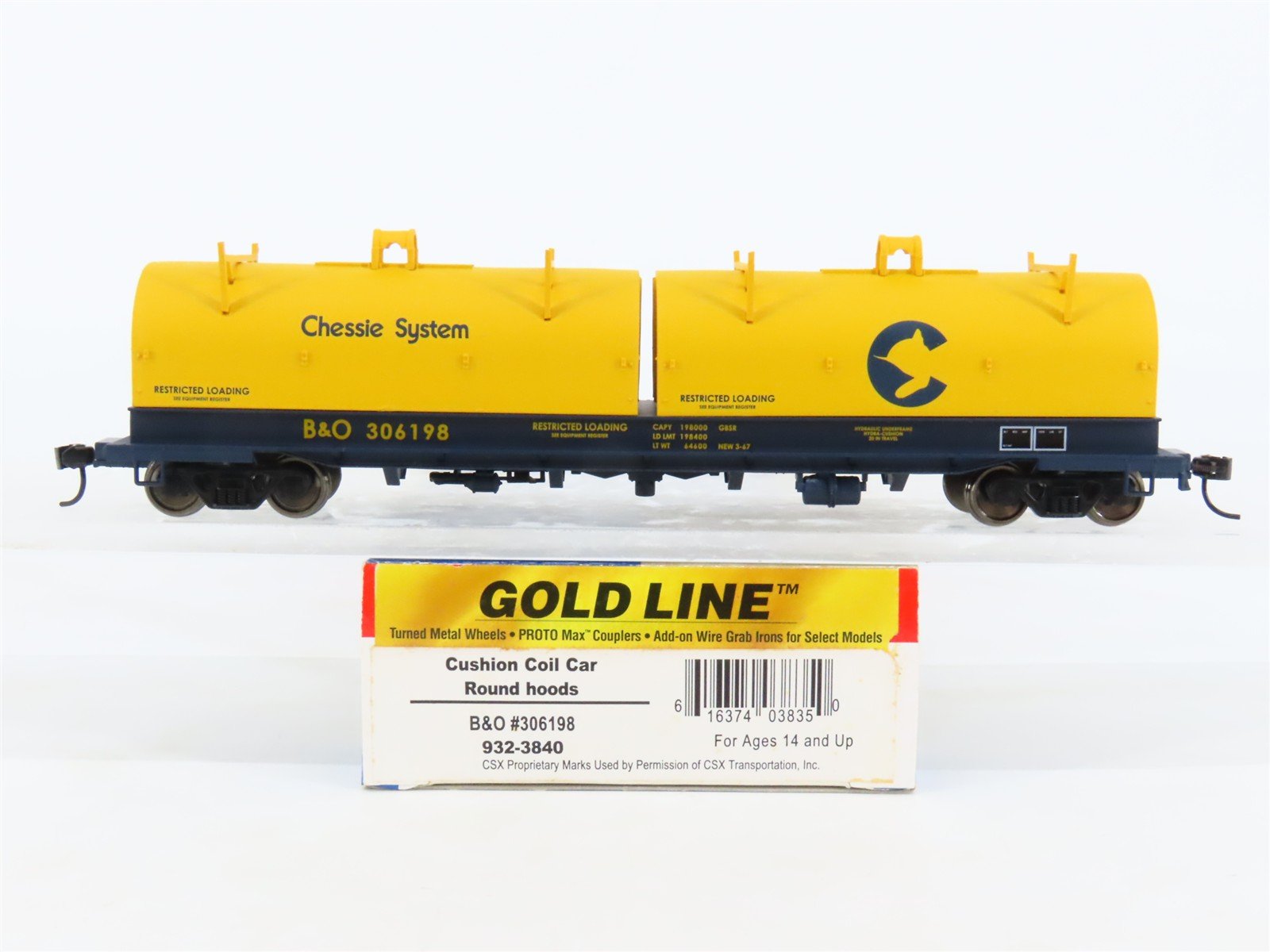 HO Scale Walthers Gold Line 932-3840 B&O Chessie System Cushion Coil Car #306198