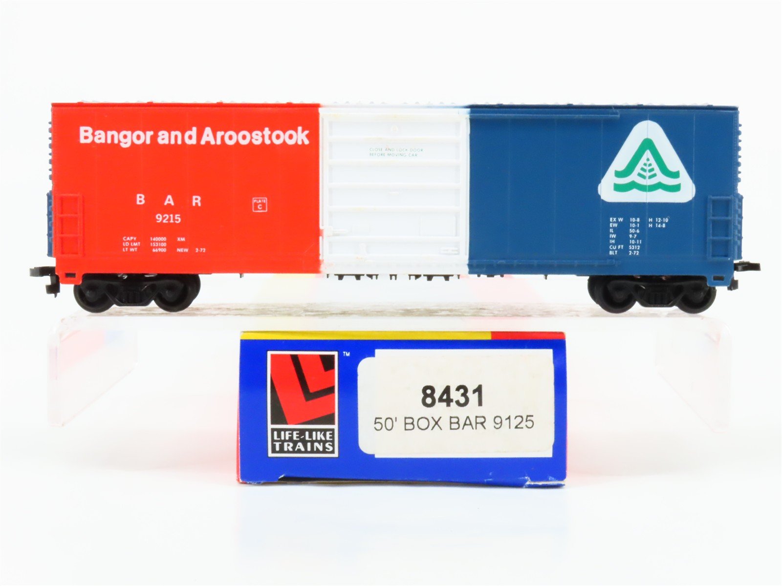 HO Scale Life-Like 8431 BAR Bangor & Aroostook 50' Single Door Box Car #9215