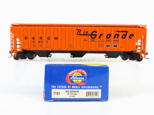 HO Scale Athearn 7151 D&RGW Rio Grande Railroad 54' 3-Bay Covered Hopper #15497