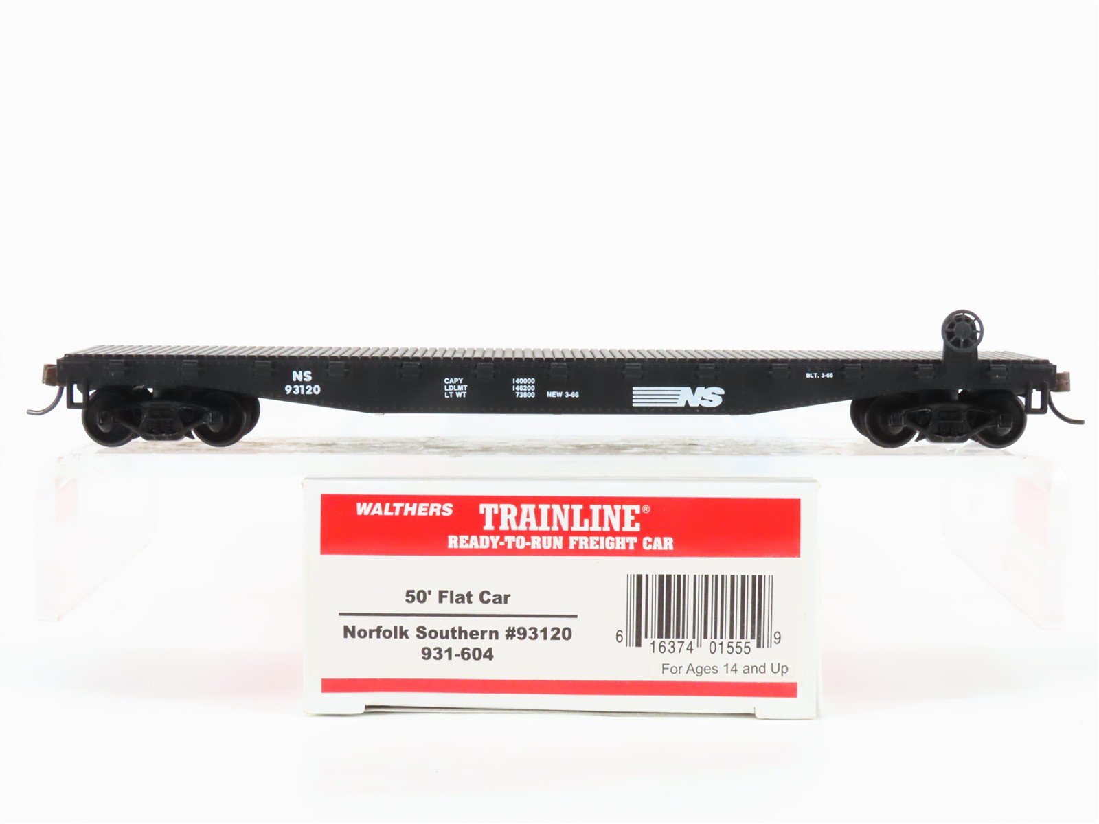 HO Scale Walthers Trainline 931-604 NS Norfolk Southern 50' Flat Car #93120