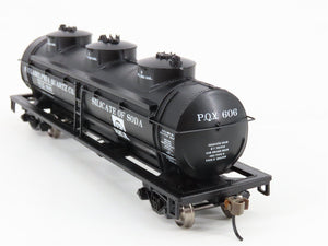 HO Bachmann Silver Series 17128 PQX Philadelphia Quartz Triple Dome Tank Car 606