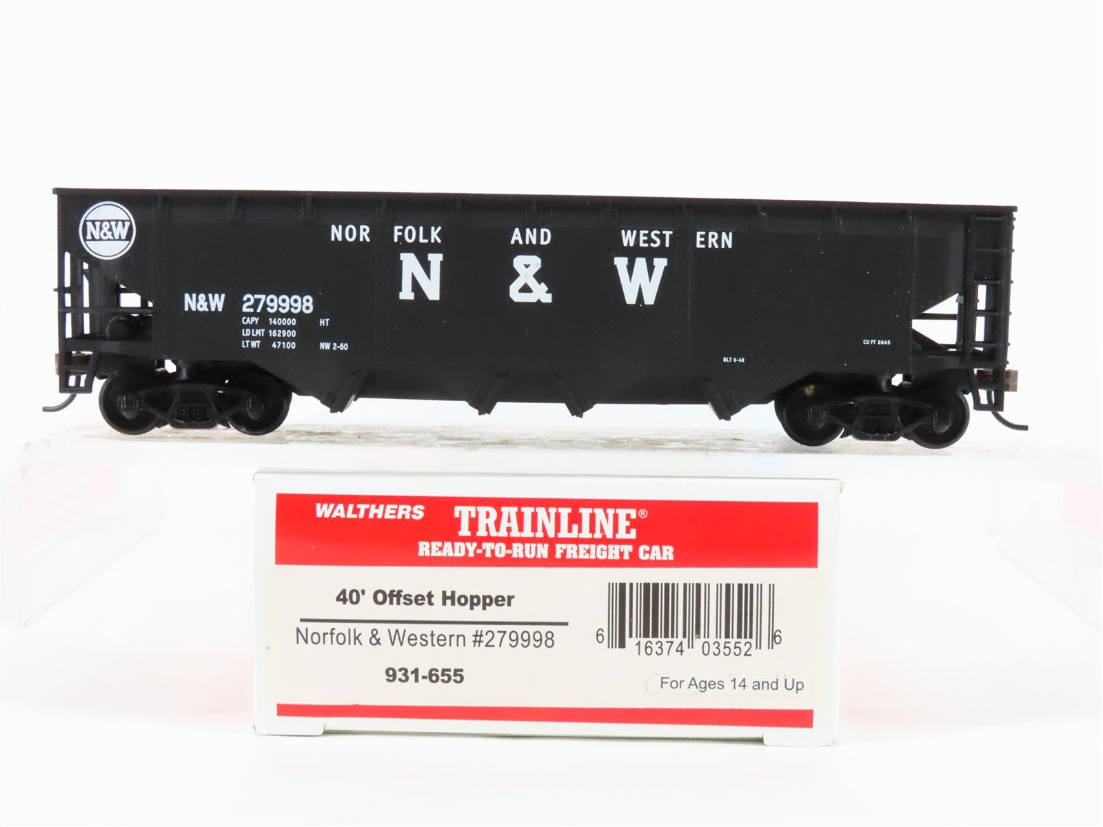 HO Walthers Trainline 931-655 N&W Norfolk & Western 40' Offset Hopper #279998