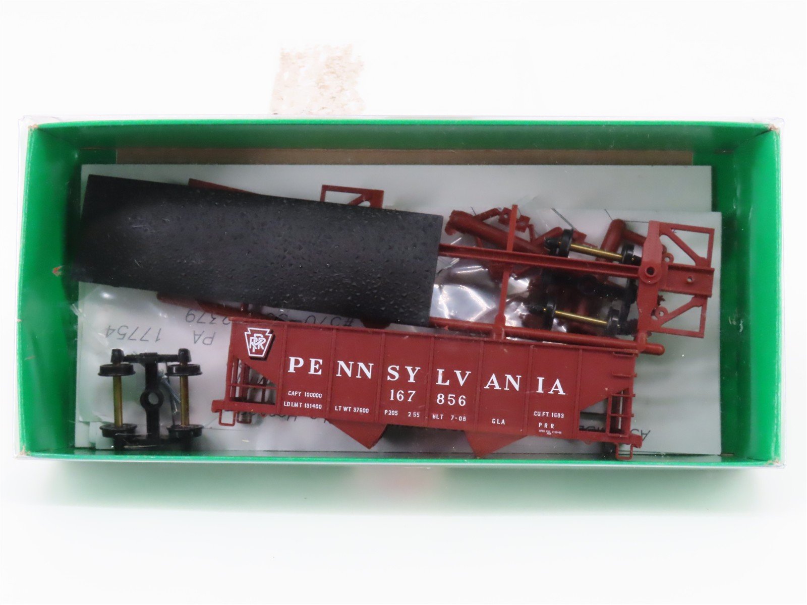 HO Scale Bowser Kit 56820 PRR Pennsylvania Railroad 2-Bay Hopper #167856 -Sealed